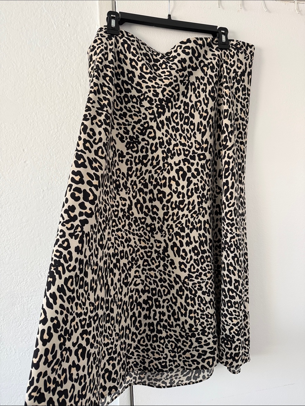 LOFT Leopard Print Circle Skirt - Black and Cream